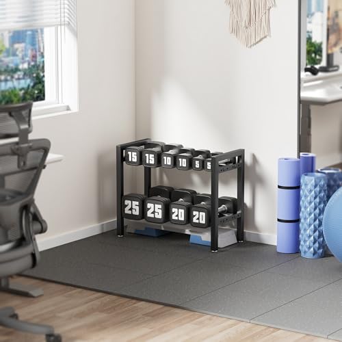 Dumbbell Rack 2-Tier Adjustable Weight Rack For Home Gym Dumbbells Kettlebell (Rack Only) - size: 20IN（L）
