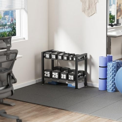 Dumbbell Rack 2-Tier Adjustable Weight Rack For Home Gym Dumbbells Kettlebell (Rack Only) - size: 20IN（L）
