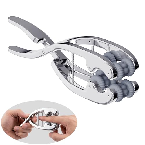 Stainless Steel Adjustable Finger Massage Roller for Knuckle & Palm, 2026 Updated Spring Lever Loaded Dual Roller Finger Massager Tool Manual Massage Roller for Trigger Finger Hand Fatigue Relief
