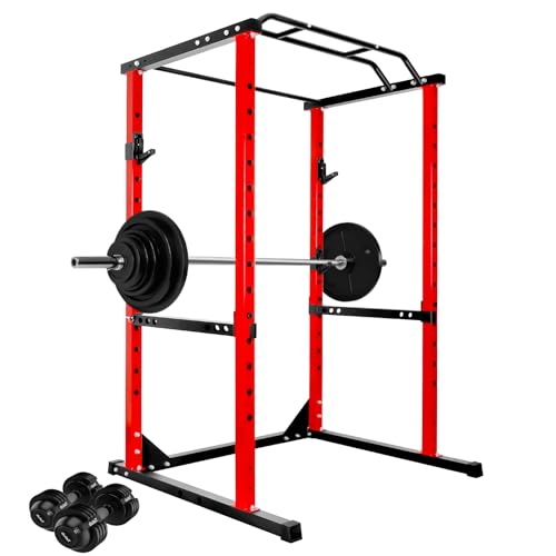 Pull Up Bar, Weight Training Calisthenics Equipment, Adjustable 29.7 Width Pull Up Dip Station, Pull Up Bar Free Standing For Doorway, Gymnastics Bar Maximum Capacity 1200lbs For Home Gym Upper Body Training, Slip-Resistant,Red