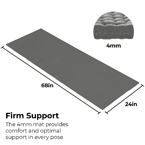 10 Pack Yoga Mat With Carrying Strap, 68"x24"x4mm Thick - color: Cool Gray
