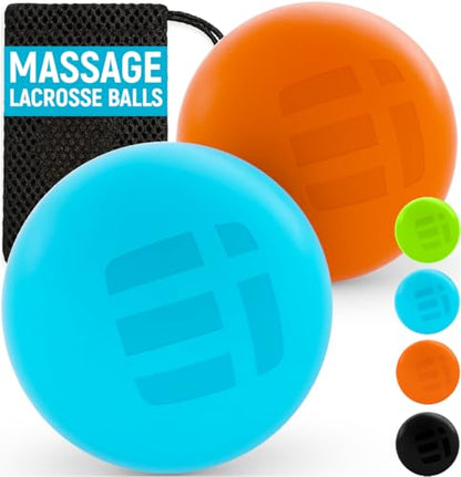 Massage Lacrosse Balls for Deep Tissue Relief - Trigger Point Therapy Ball Set for Plantar Fasciitis, Myofascial Release for Back, Shoulder, Foot - Massage Ball Roller - 2 Pack (Blue/Orange)