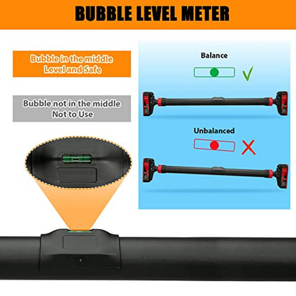 Pull-Up Bar,Chin Up Bar for Doorways with Level Meter and Auto Lock,Adjustable Pull Up Bar for Home Gym Strength Training and Upper Body Workout, No Screws Needed,Max Weight Capacity 400 Lbs