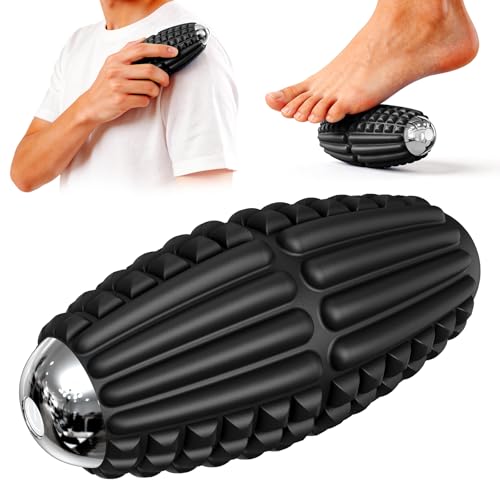 Mini Massage Ball 4 Speeds Vibrating Massage Roller Ball for Foot,Leg,Palm,Hand,Neck,Back,Trigger Point Portable Muscle Plantar Fasciitis Relief Relaxation for Athletes & Office Workers (Black) - color: Black