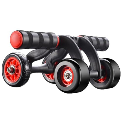 Automatic Rebound Four-wheel Fitness Device with Knee Pad, Silent Abdominal Muscle Roller for Household Core Strength Training and Equipment