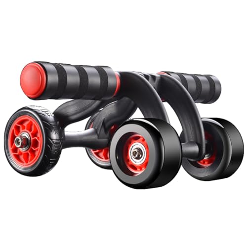 Automatic Rebound Four-wheel Fitness Device with Knee Pad, Silent Abdominal Muscle Roller for Household Core Strength Training and Equipment