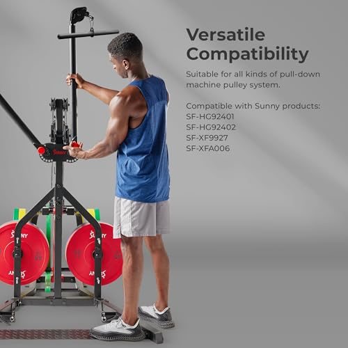 Sunny Health & Fitness Power Cage Squat Rack Upgrade Attachments, Dip Bar, Plate Bar Holder, Belt Squat, J Hook, Lat, Adapter, U Ring, Pull Up Bar, Landmine, Captain's Chair, Tricep Rope For Home Gym - style: Straight Bar