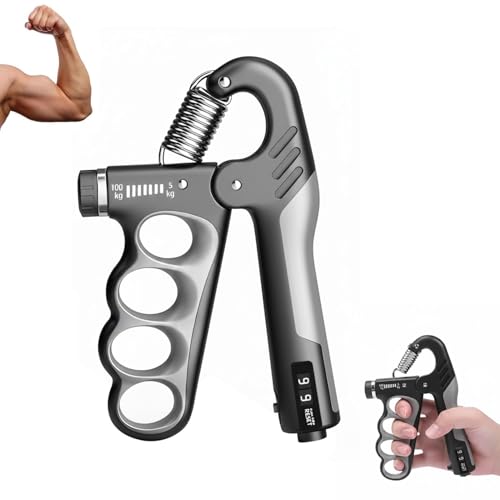 Adjustable Grip Strength Trainer Hand Gripper for Grip Strength, Forearm & Wrist Strengthener, Hand Exerciser for Strength Training & Therapy 11-220Lbs(5-100KG) - color: Gray