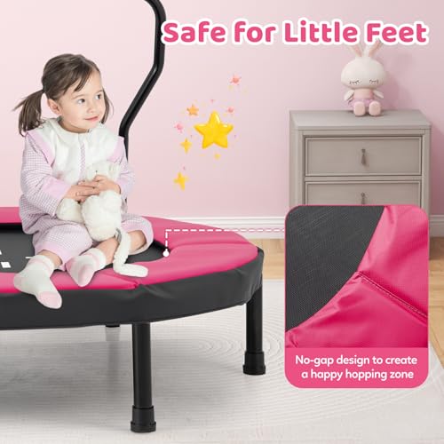 Goplus 40" Mini Trampoline for Kids, Indoor/Outdoor Fitness Trampoline with Foam Handlebar & Safety Pad, Home Workout Equipment for 3-6 Years Old Toddlers, Gift for Boys & Girls