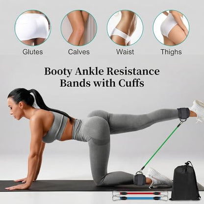 Running Yoga Exercise Step, 60lbs Ankle Resistance Bands with Cuffs, Adjustable Padded Leg Straps for Working Out, Leg Workout Equipment for Agility Training Track and Field Gym Accessories