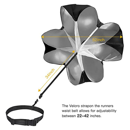 KUYOU Running Speed Training Speed Chute Resistance Parachute for Speed and Acceleration Training Fitness Explosive Power Training 56-Inch - style: 2 Resistance Parachutes + 1 Adjustable Belt