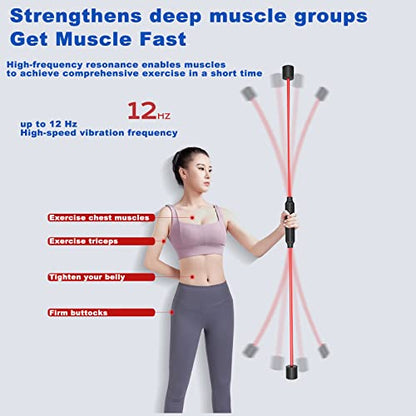 Yoga Starter Set - Flexi Bar, Resistance Band & Shoulder Tube for Elastic Exercise & Training Fitness - color: RED