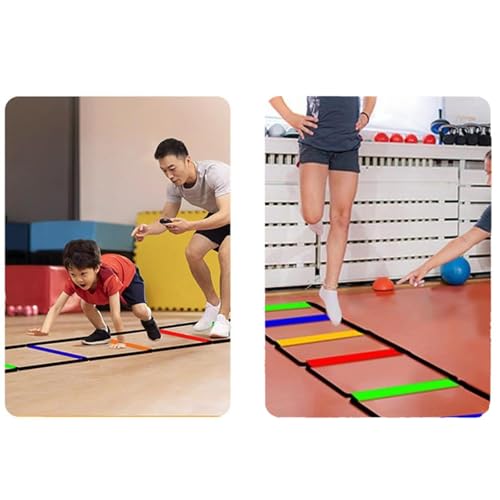 Agility Ladder Soccer Ladder Power Ladder Carbon Steel Material Easy Assembly Suitable for Football Basketball Rugby Volleyball - size: 6 Grids With Bag