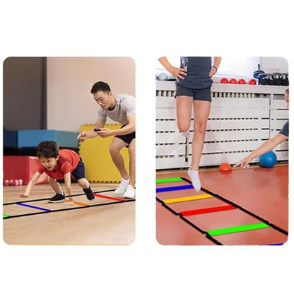 Agility Ladder Soccer Ladder Power Ladder Carbon Steel Material Easy Assembly Suitable for Football Basketball Rugby Volleyball - size: 6 Grids With Bag
