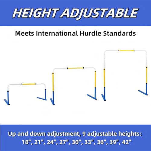 Adjustable Height Hurdles Training Equipment, 3Pcs Metal Practice Hurdles Track and Field for Kids, Youth and Adults Agility Training, Jumping Speed Hurdles for Football, Soccer, Basketball, Dogs