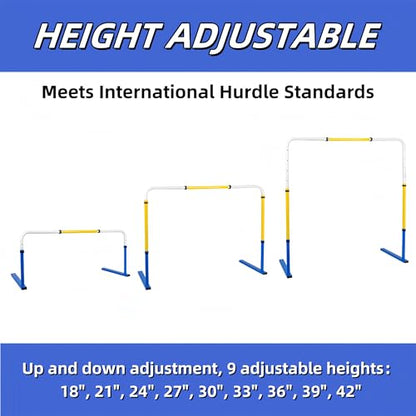 Adjustable Height Hurdles Training Equipment, 3Pcs Metal Practice Hurdles Track and Field for Kids, Youth and Adults Agility Training, Jumping Speed Hurdles for Football, Soccer, Basketball, Dogs