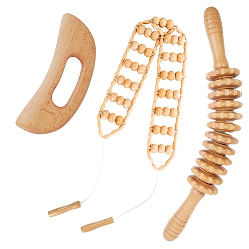 3Pcs Wood Therapy Massage Tools Lymphatic Drainage Massager Wooden Massager Body Sculpting Tools for Maderoterapia,Anti-Cellulite,Pain Relief(3-in-1 Massager) - style: 3-in-1 Massager