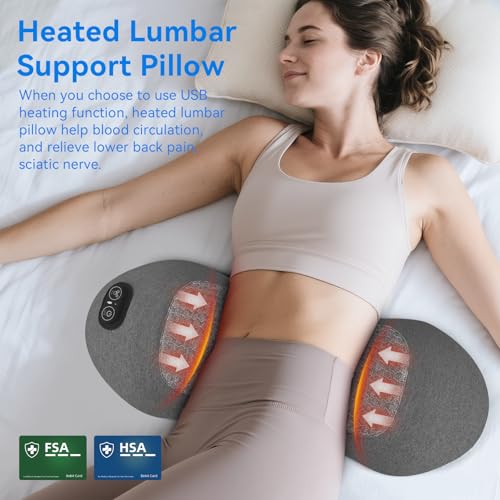 3 in 1 Lower Back Massager - Electric Lumbar with Heat, Vibration Massager, Airbag Traction,Lumbar Support Pillow for Lower Back Pain Relief,Deep Tissue Relaxation FSA Eligible/HSA Eligible