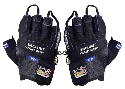 Gym Gloves Protect Your Hands & Improve Your Grip Weightlifting Grips - color: Blue, size: Large