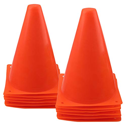 7 Inch Plastic Traffic Cones Sport Training Agility Marker Cone for Soccer, Skating, Football, Basketball, Indoor and Outdoor Games - color: Orange, 12 Pack