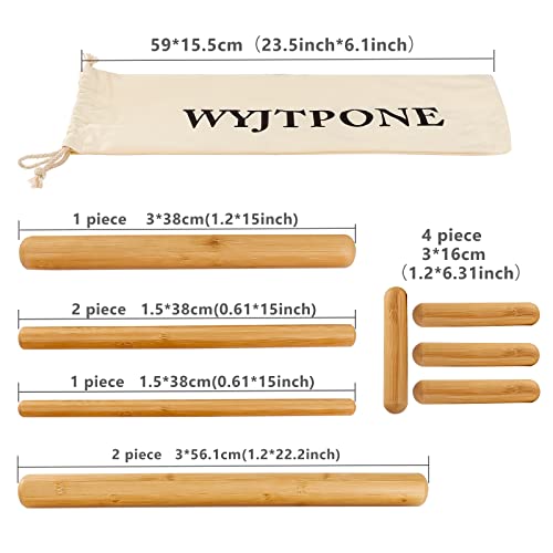 Bamboo Massage Stick Sets for Body Shaping, Massage Roller Sticks, Guasha Massage Sticks,Bamboo Therapy Massage Tools for Relax Muscles (10)