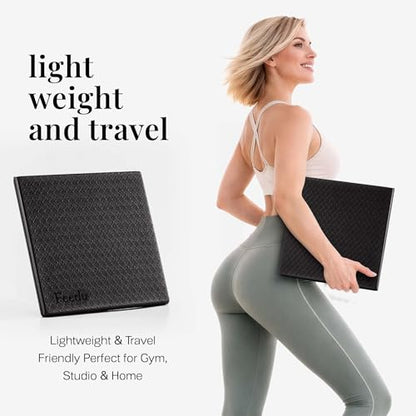 Yoga Knee Pad Cushion Exercise Knee Pad Folding, 1/2" Thick 24"x12" Eliminate Pain During Yoga or Exercise Workout– Extra Thick Padding& Support for Yoga Pilates, Fitness Exercise