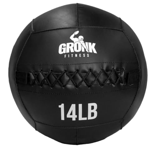 Gronk Fitness Premium Wall Ball | Non-Slip Weighted Medicine Ball | Great Wall Ball for Full Body Workouts | Perfect for Strength & Conditioning Exercises | Black - size: 14 lbs