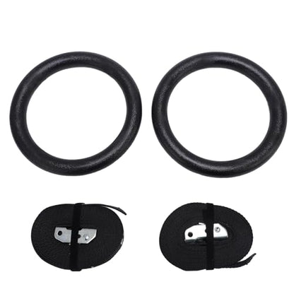 Qiilu Strength Training Gymnastic Rings 661.38lb Load Bearing Double Exercise Rings Workout Equipment with Adjustable Numbered Straps for Home Gym Training