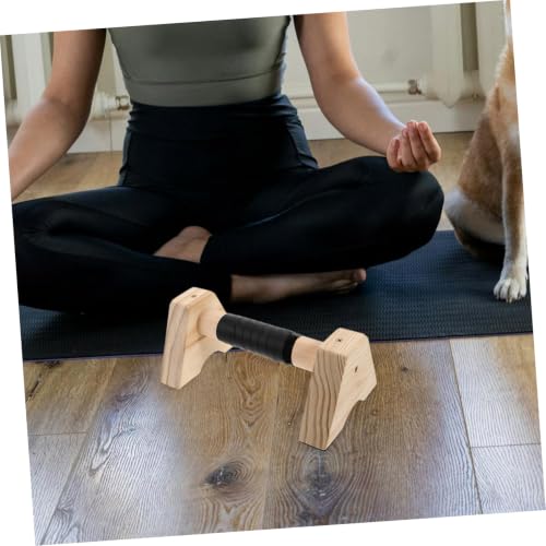 Cabilock Wooden Push up Bars Parallettes Set, Beech Wood Push up Stands with Non-slip Base, 30cm Strength Training Equipment for Men and Women Home Workout and Calisthenics