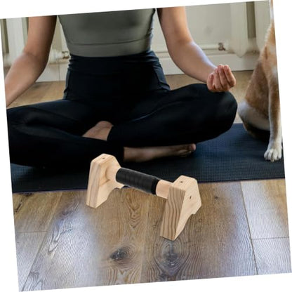 Cabilock Wooden Push up Bars Parallettes Set, Beech Wood Push up Stands with Non-slip Base, 30cm Strength Training Equipment for Men and Women Home Workout and Calisthenics