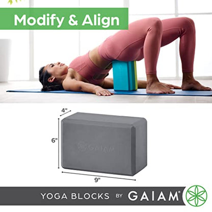 Gaiam Yoga Block - Supportive Latex-Free Eva Foam - Soft Non-Slip Surface with Beveled Edges for Yoga, Pilates, Meditation