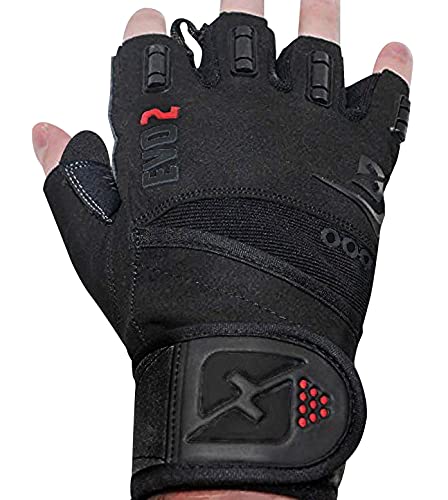 skott Evo 2 Weightlifting Gloves with Integrated Wrist Wrap Support-Double Stitching for Extra Durability-Get Ripped with The Best Body Building Fitness and Exercise Accessories - color: Black/Black, size: Small