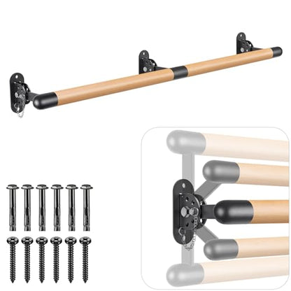 Wall Mount Ballet Barre Solid Wood Dance Bar with Height Adjustable Metal Brackets for Dance Training - color: 67"
