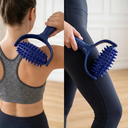 Hard Manual Massage Balls with Handle Roller, Fascia Muscle Roller for Full Body Deep Tissue Relaxation, Portable Massage Roller for Home Gym Yoga Use