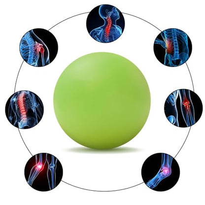 WOVTE Massage Lacrosse Ball for Sore Muscles, Shoulders, Neck, Back, Foot, Body, Deep Tissue, Trigger Point, Muscle Knots, Yoga and Myofascial Release (Green)