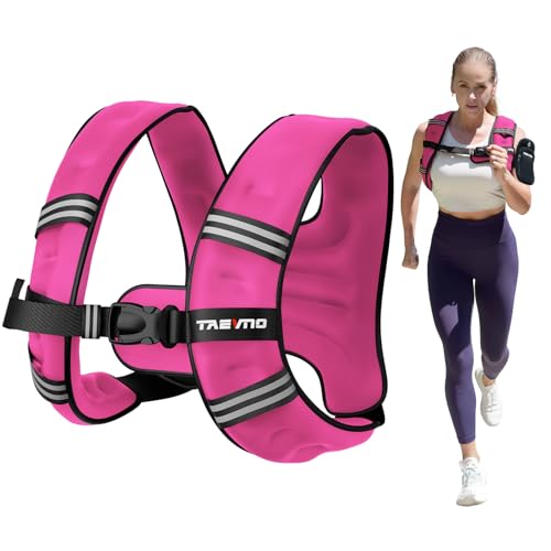 Weighted Vest for Men Women, 6/8/12/16/20/25lbs with Detachable Phone Pouch - color: Pink, size: 12LB