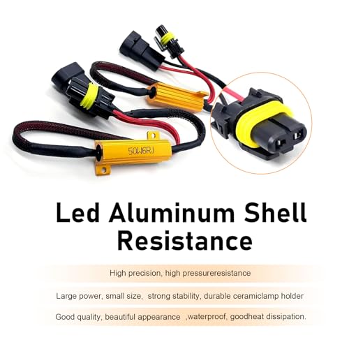 2 PCS LED Load Resistor Kit, 9005/9006 LED Light Bulb Decoder, Anti Flicker Wiring Harness, Universal for Most Cars, Trucks, SUVs (Black)