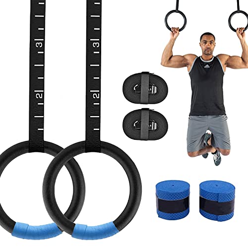 Gym Rings with 990 lbs Load Capacity, Adjustable Buckle Straps for Men and Women Cross-Training Workout, Exercise, StrengthTraining, Gymnastics, Bodybuilding (Set of 2)
