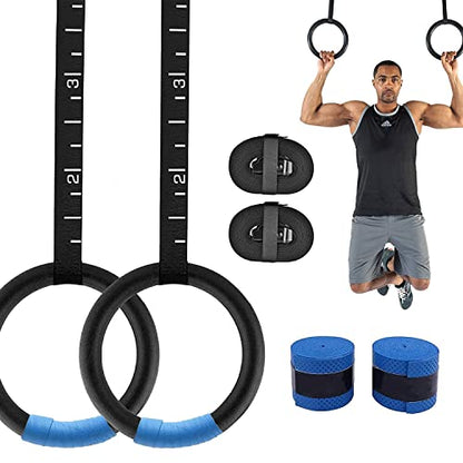 Gym Rings with 990 lbs Load Capacity, Adjustable Buckle Straps for Men and Women Cross-Training Workout, Exercise, StrengthTraining, Gymnastics, Bodybuilding (Set of 2)