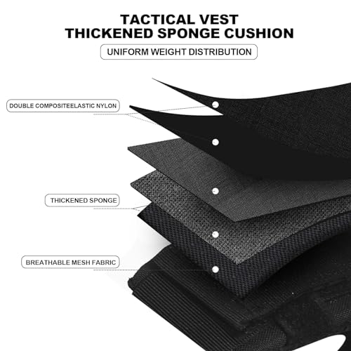 Adjustable Weighted Vest for Men Women – Tactical Vest for Rucking, HIIT & CrossFit, Fits 10x12 Plates, 600D Breathable Weight Vest & Exercise Vest for Strength Training, Weights Not Included - color: Black