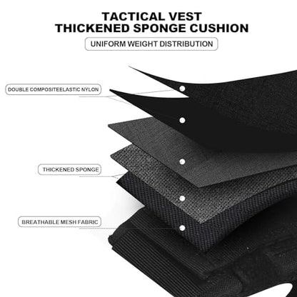Adjustable Weighted Vest for Men Women – Tactical Vest for Rucking, HIIT & CrossFit, Fits 10x12 Plates, 600D Breathable Weight Vest & Exercise Vest for Strength Training, Weights Not Included - color: Black
