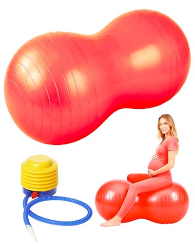 Premium Peanut Ball - 100x50cm Anti-Burst Exercise Ball for Physical Therapy, Pregnancy Labor & Home Fitness Sensory| Non-Slip Design | Quick-Inflate Pump Included