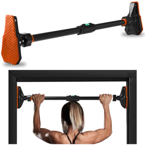 Adjustable Pull-Up & Chin-Up Bar - Door Frame & Doorway No-Screw, No-Damage Hanging Bar for Home Strength Training Exercise Equipment for Men and Women (43 to 62 inches)