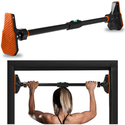 Adjustable Pull-Up & Chin-Up Bar - Door Frame & Doorway No-Screw, No-Damage Hanging Bar for Home Strength Training Exercise Equipment for Men and Women (43 to 62 inches)