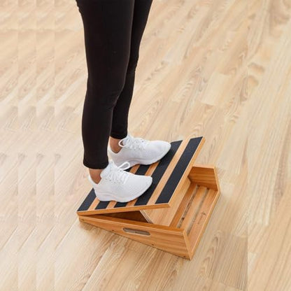 StrongTek Professional Wooden Slant Board, Adjustable Incline Board and Calf Stretcher, Partial-Coverage Design with Side Handle, 5 Angles, 500 lbs Capacity - style: Partial-coverage