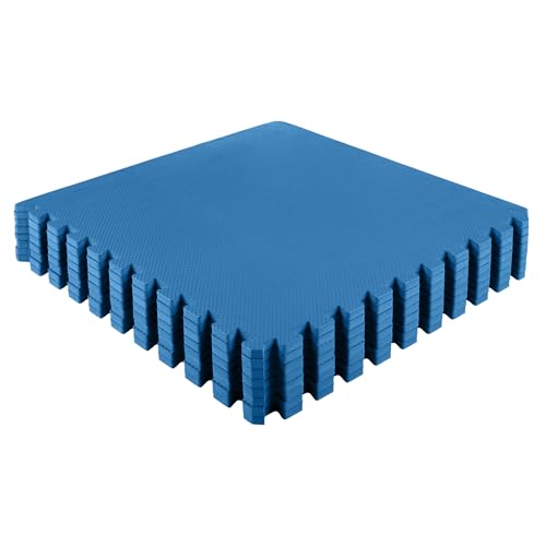 EVA Foam Mat Tiles 8-Pack - 32 SQ FT of Interlocking Padding for Garage, Playroom, or Gym Flooring - Exercise Mat or Baby Playmat by Stalwart (Blue)