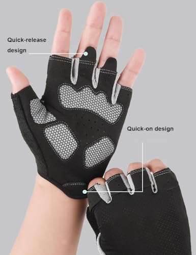 Half-Finger Workout Gloves Unisex - Anti Slip Exercise Gloves Gym Training - color: Black, size: Large
