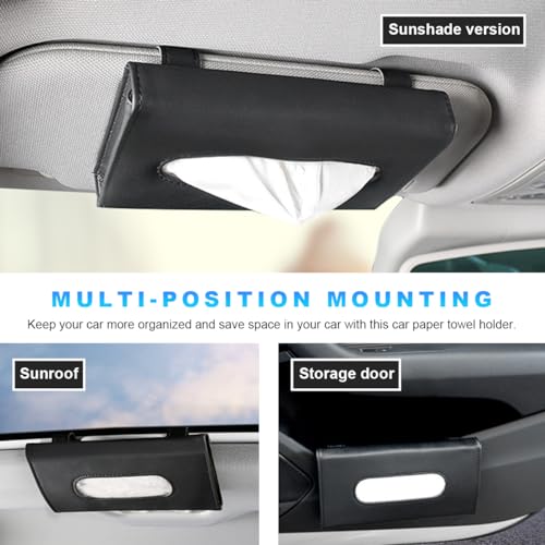 Car Tissue Holder, Leather Sun Visor Napkin Holder, Auto Backseat Tissue Mask Case Dispenser for Most Vehicles, Universal Interior Car Accessories Hanging Tissues (Beige)