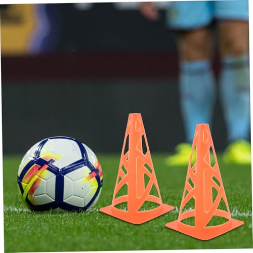 Slotted Marker Cones Neon Orange Football Obstacle Training Pylons Windproof Flat Design for Soccer Agility Drills Indoor Outdoor Use