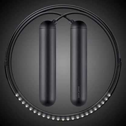 [Tangram Factory] Smart Rope - LED embedded Jump Rope - See your fitness data in MID-AIR - color: Black, size: Small